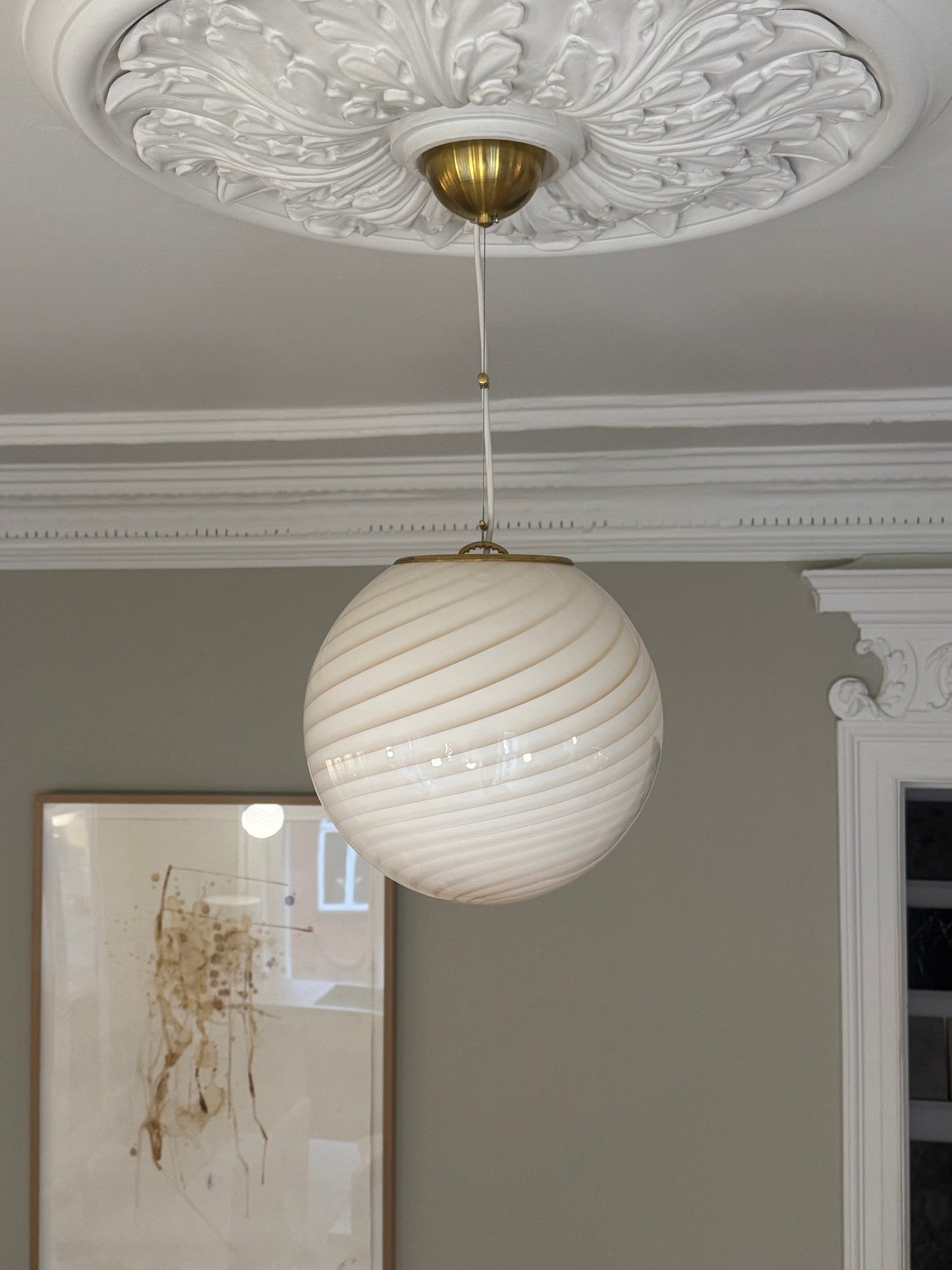 Light yellow Murano swirl ceiling lamp, 30 cm (On request)