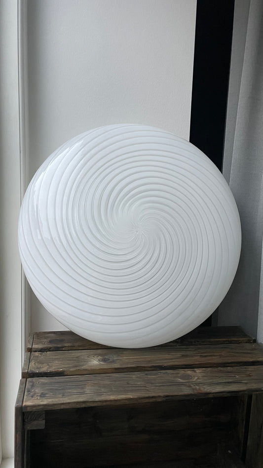 Vintage Murano plafond i hvid klassisk swirl, 47 cm