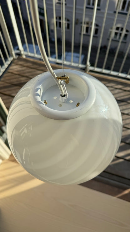 White vintage Murano pendant lamp, 25 cm