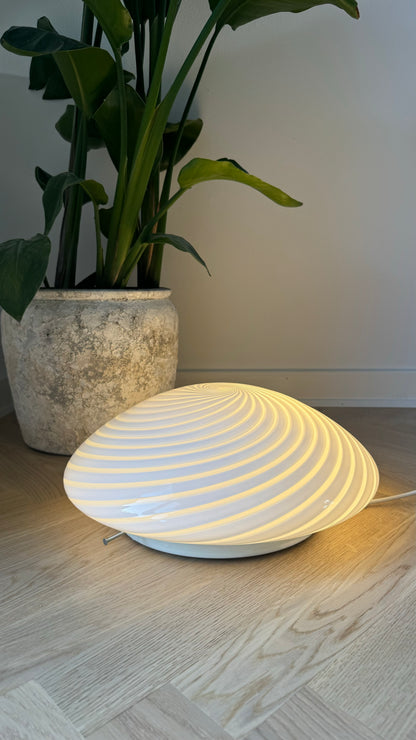 Large Murano ceiling lamp in classic white swirl, 39 cm