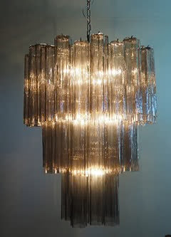 Murano Chandelier | Tuber | 48 Glass Pieces | Smoke-colored Glass