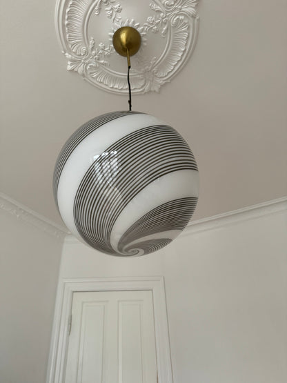 Mega Vintage Murano pendant lamp with brown swirl, 45 cm