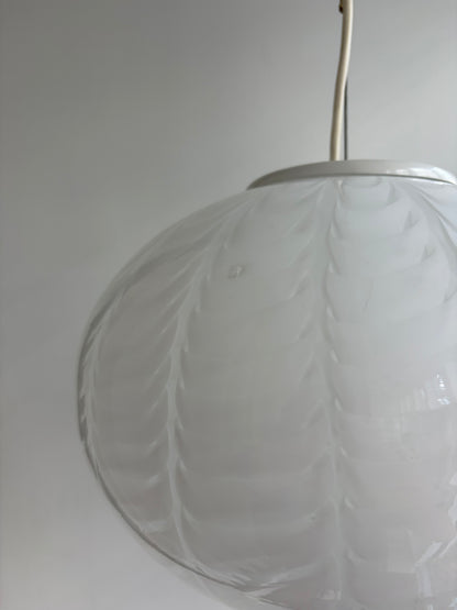Smuk hvid vintage Murano peacock pendel, 37 cm