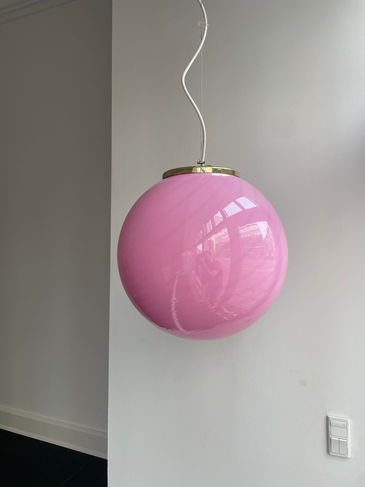 Bubblegum Murano pendel i klassisk swirl, 40 cm