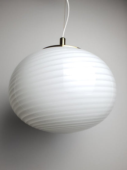 Vintage Murano pendant in white swirl, 36 cm