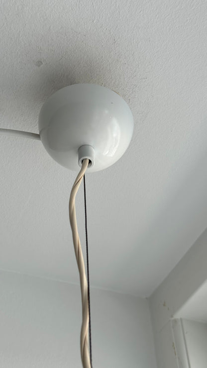 White, round vintage Murano pendant lamp, 35 cm