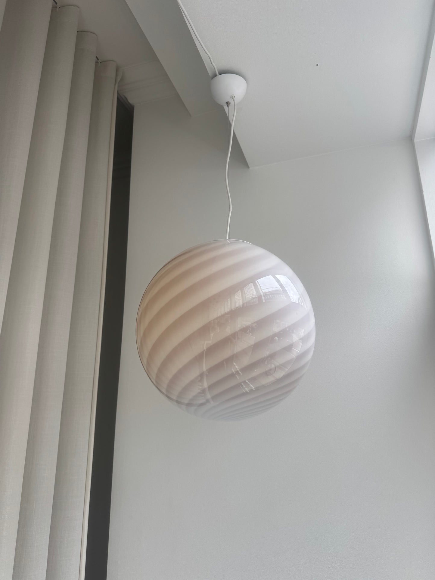 Lysegul/creme Murano pendel, 40 cm