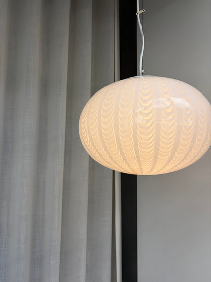 Large white vintage Murano peacock pendant light, 42 cm