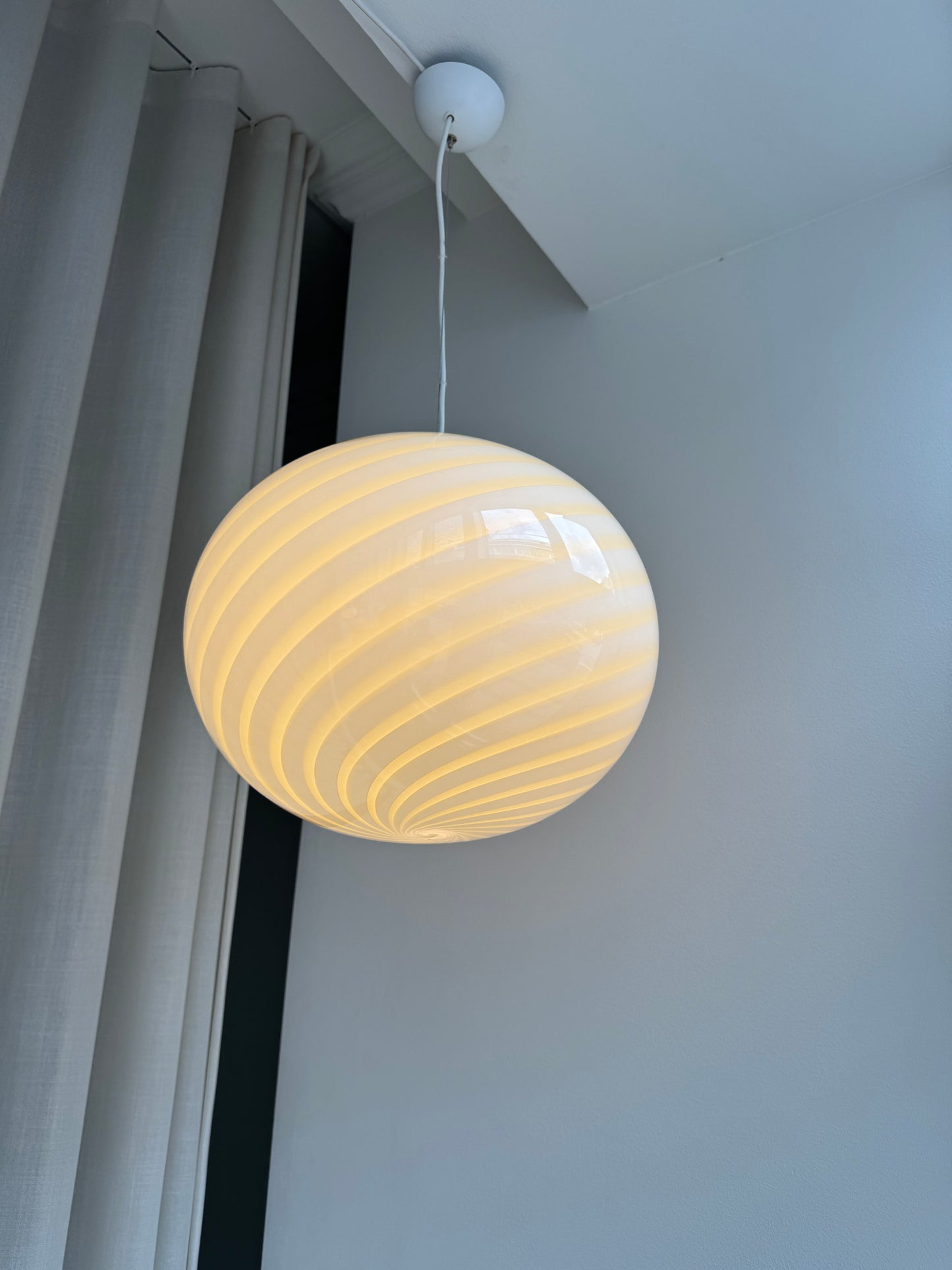 Oval lysegul Murano pendel, 40 cm