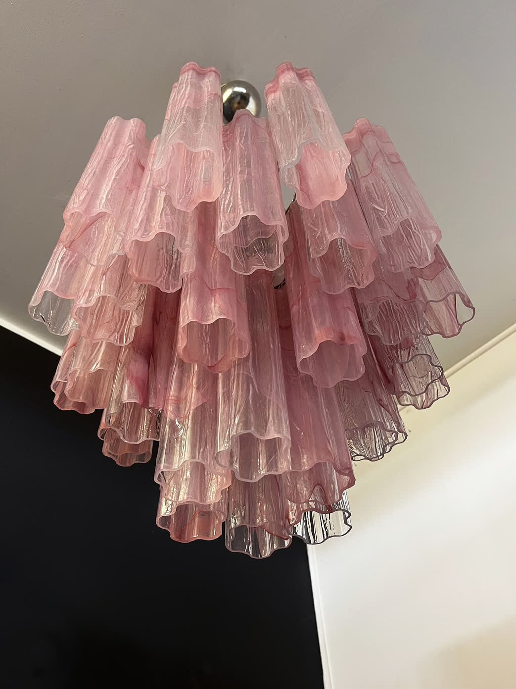 Murano lysekrone | Tuber | 36 glas | Lyserød alabaster