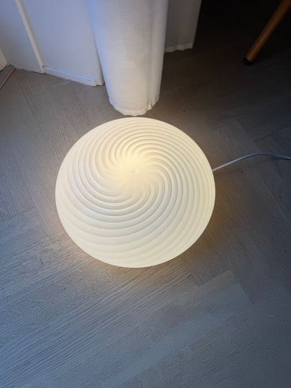 Vintage Murano plafond med hvid klassisk swirl, 30 cm