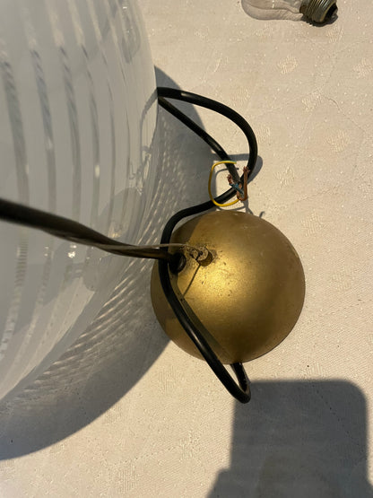 Murano pendant transparent in white swirl, 40 cm