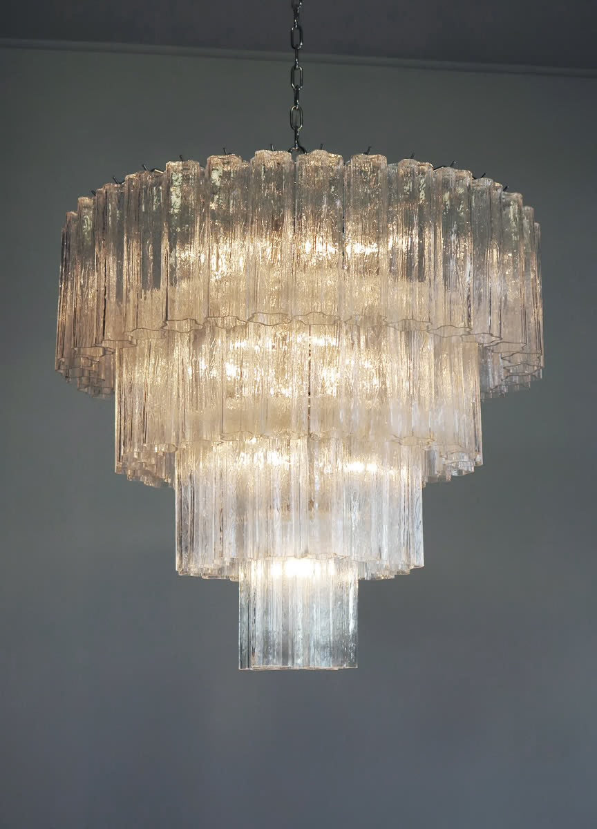 Murano lysekrone | Tuber | 78 glas | Klart glas