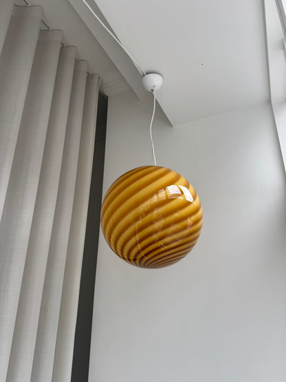 Rav/mørkegul Murano swirl pendel, 40 cm