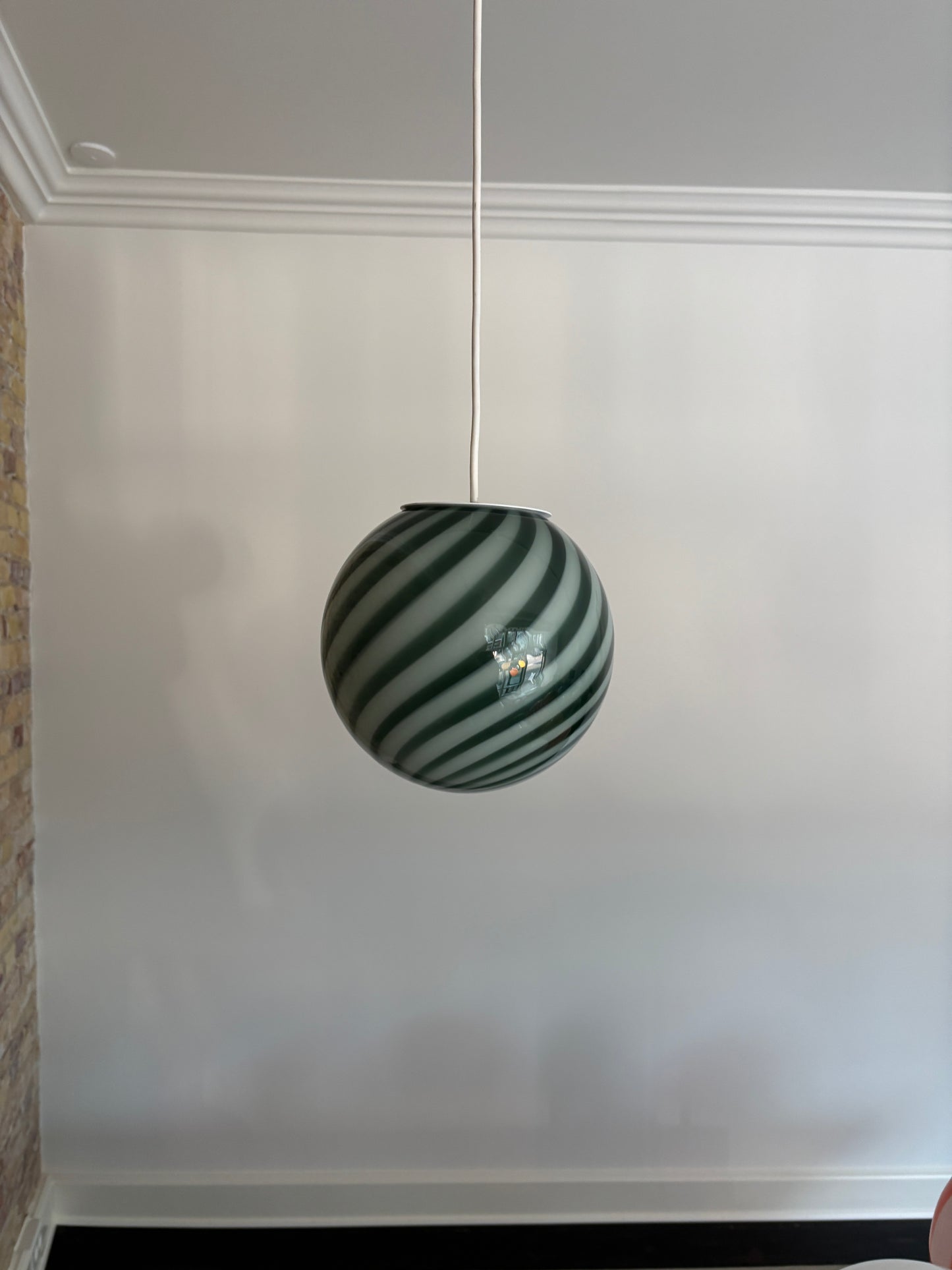 Mørkegrøn Murano pendel, 20 cm