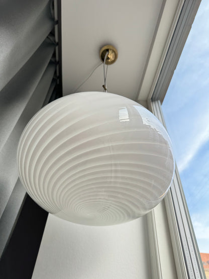 Classic white vintage Murano pendant lamp, 40 cm