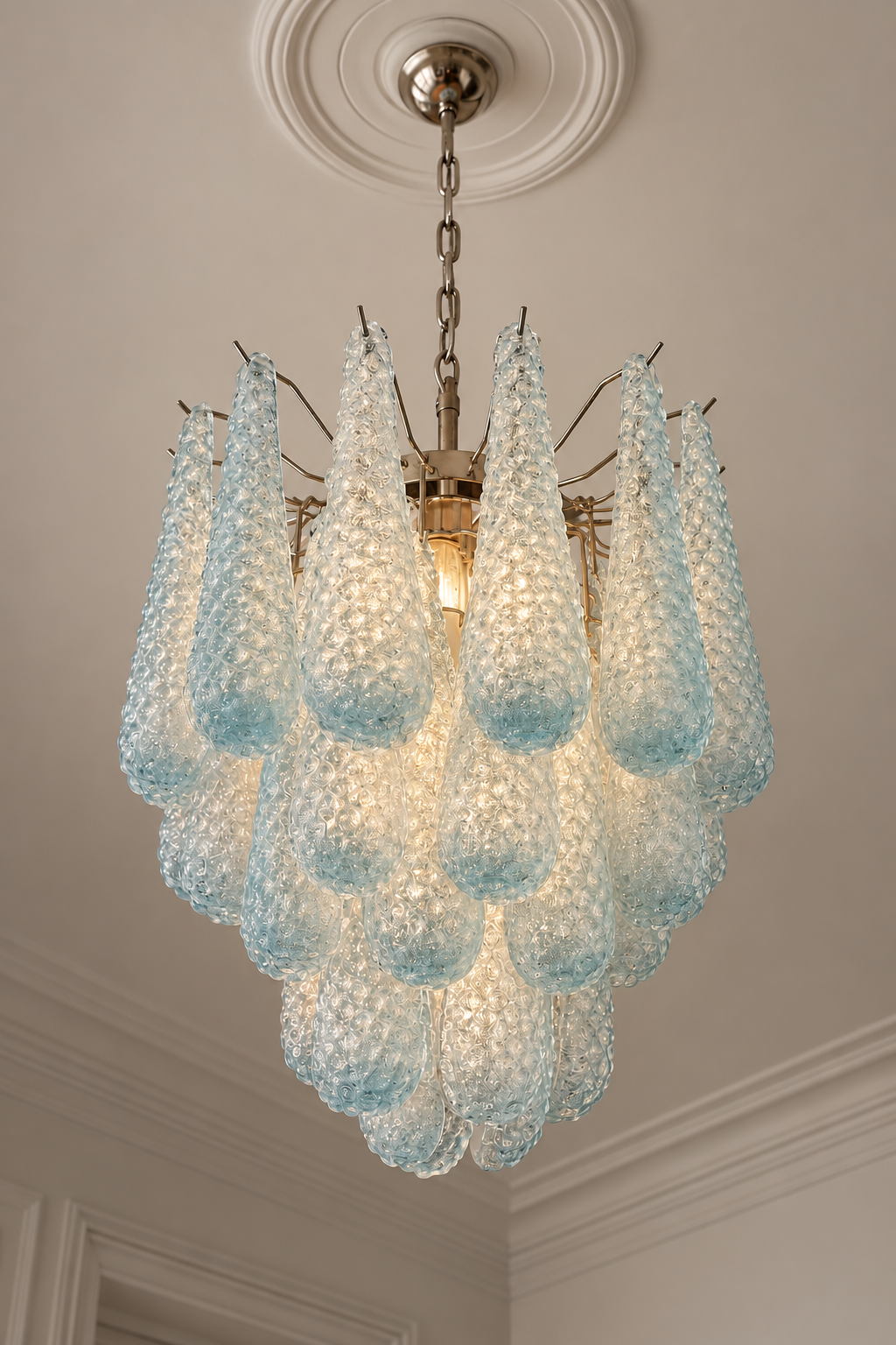 Murano lysekrone | Dråber | 41 glas | Blå