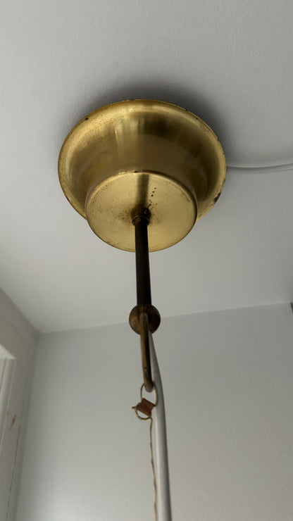 Murano round pendant with cream brown and white swirl, 25cm