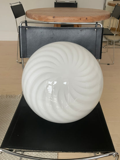 Vintage Murano pendant white swirl, 37 cm