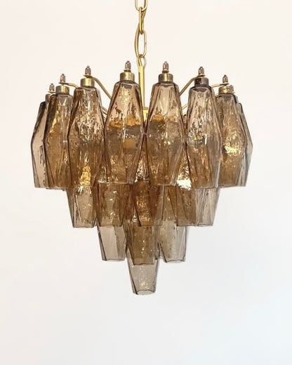 Murano lysekrone | Poliedri | 32 glas | Smoked