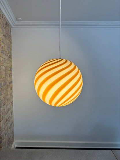 Murano candy pendant lamp with yellow swirl, 30 cm