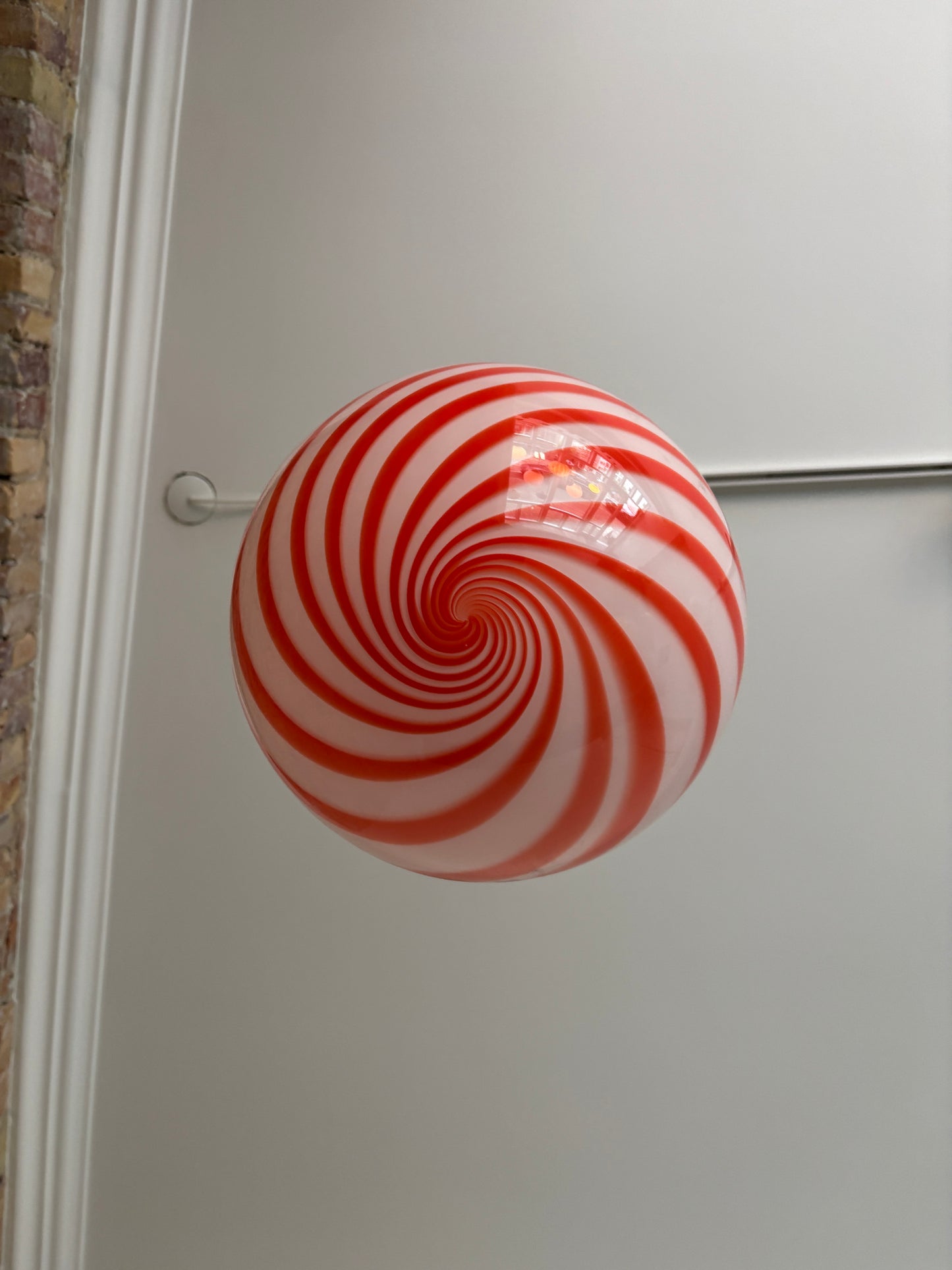 Murano pendant lamp with orange/red swirl, 30 cm