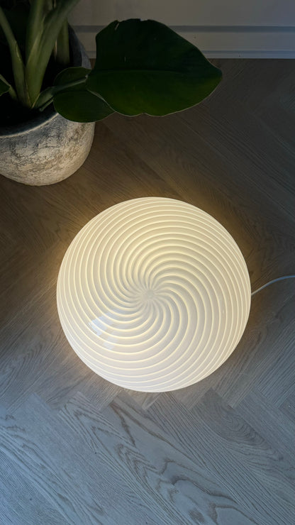 Murano plafond i hvid klassisk swirl, 37 cm