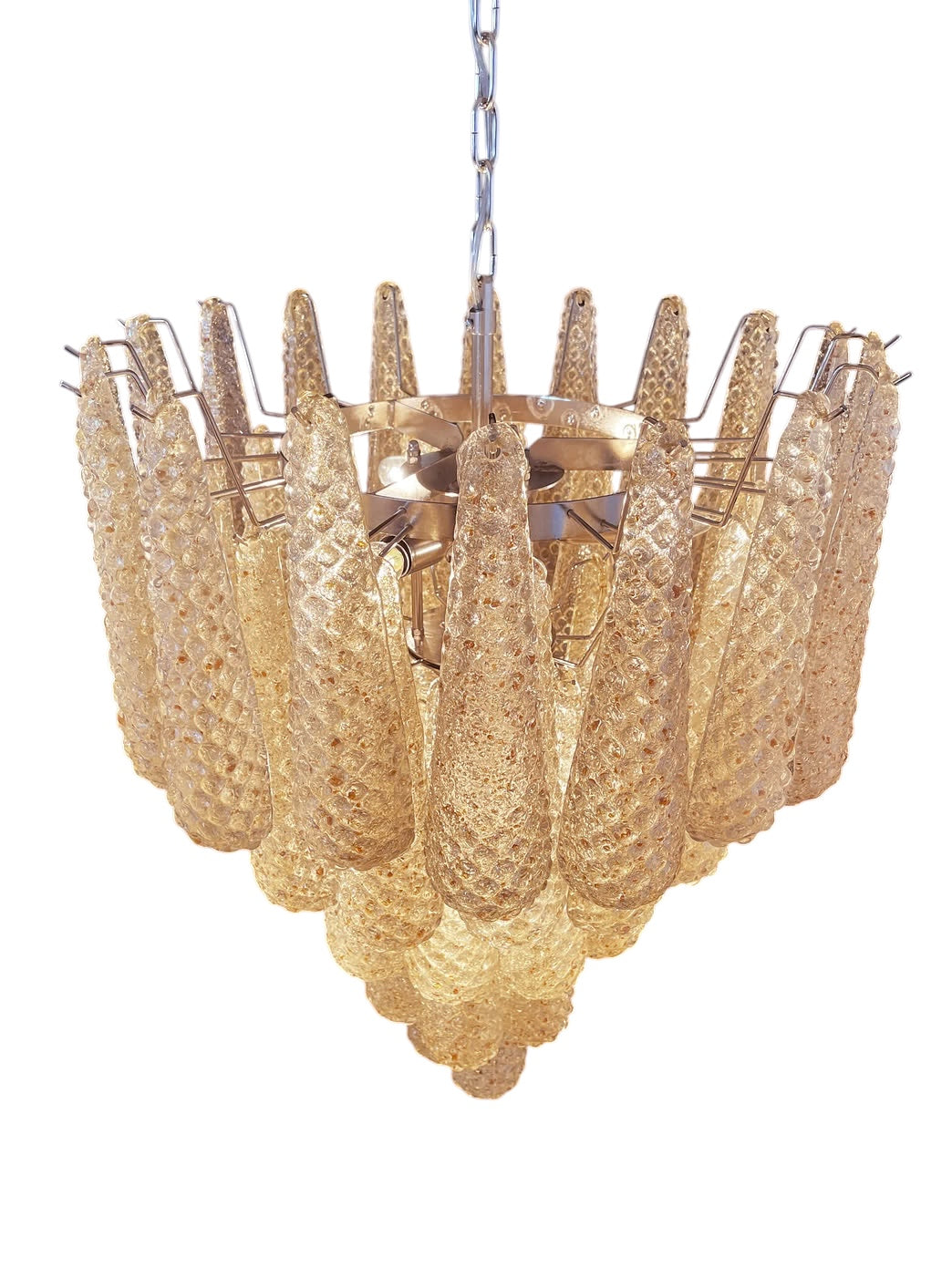 Murano lysekrone | Dråber | 52 glas | Rav/gul