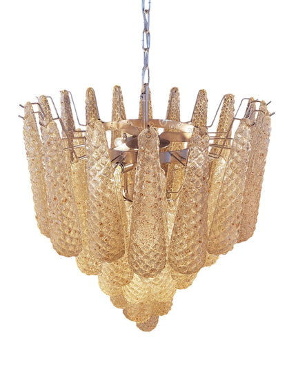 Murano lysekrone | Dråber | 52 glas | Rav/gul