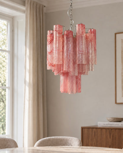 Murano lysekrone | Tuber | 30 glas | Pink alabaster