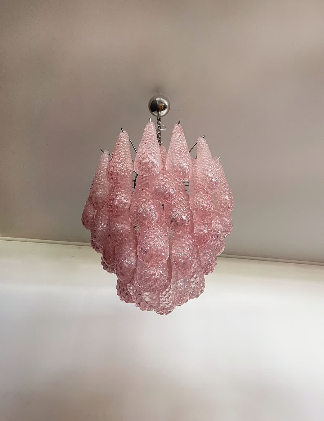Murano chandelier | Drops | 41 glass | Pink glass