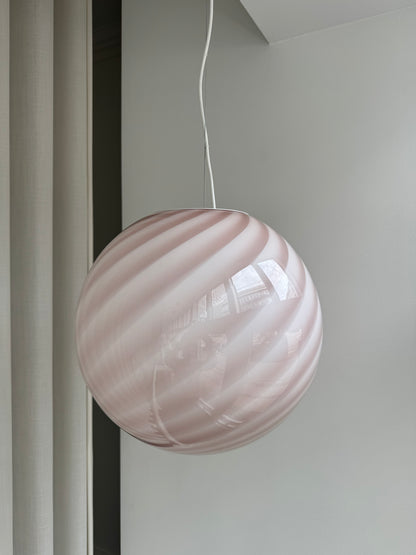 Rosa Murano swirl pendel, 40 cm