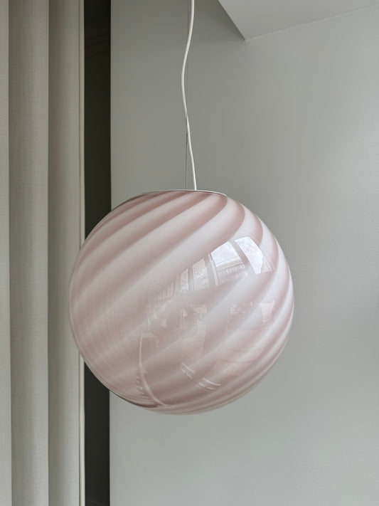 Rosa Murano swirl pendel, 40 cm