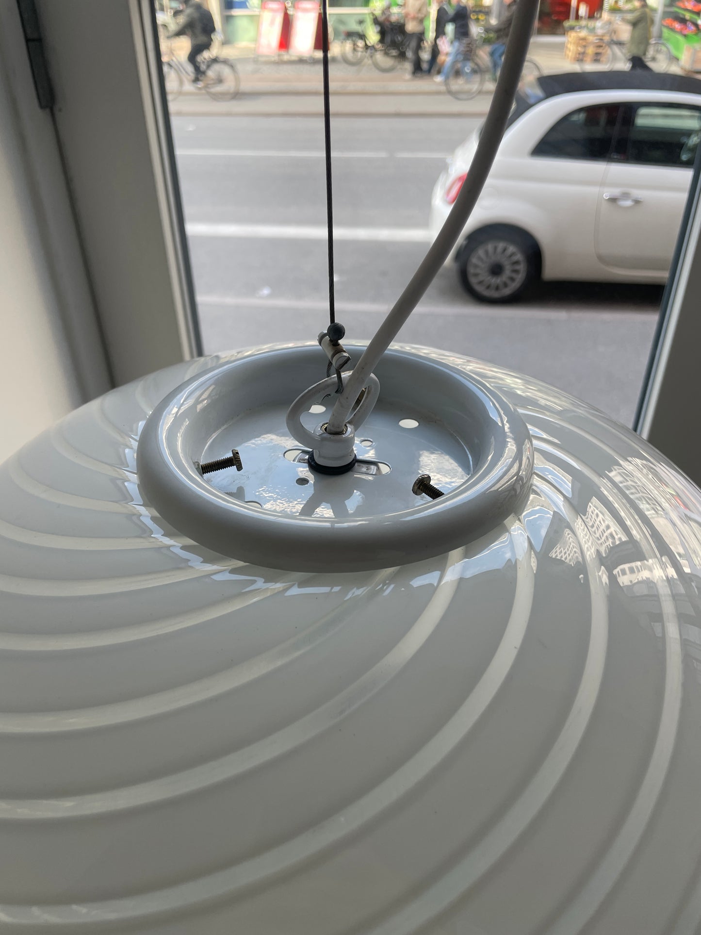 Hvid Murano pendel med hvid top, 40 cm