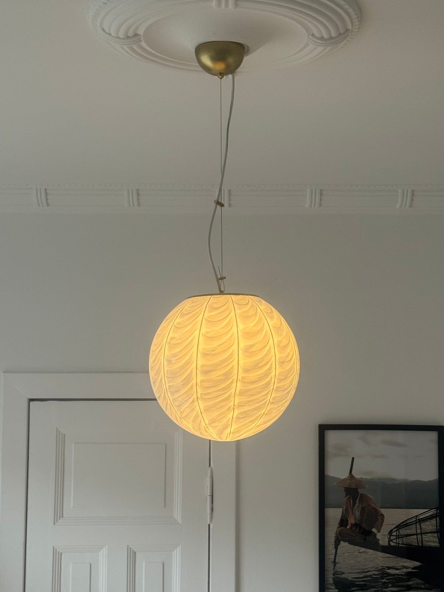 Kæmpe lyseblå Murano peacock pendel, 40 cm (på forespørgsel)