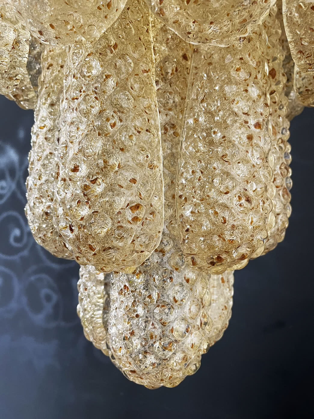 Murano lysekrone | Dråber | 52 glas | Rav/gul