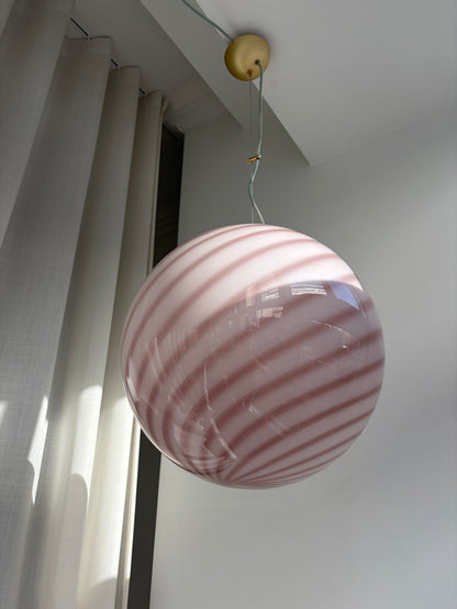 Pink Murano swirl pendant light, 40 cm