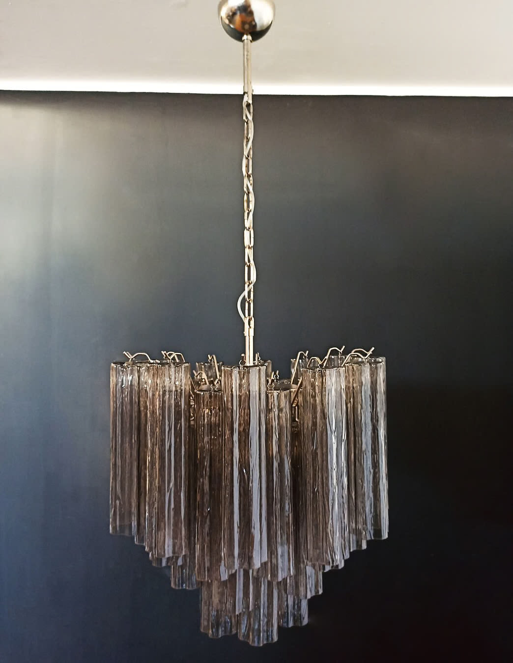 Murano lysekrone | Tuber | 36 glas | Røg-farvet glas