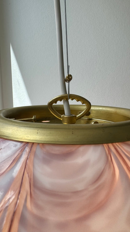 Pink Murano pendant, peacock swirl, 30 cm