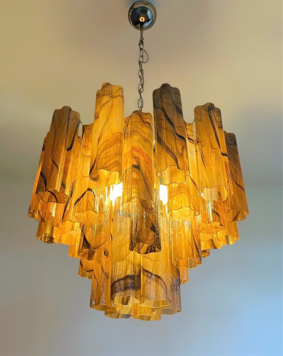 Murano lysekrone | Tuber | 36 glas | Rav alabaster