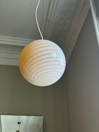 Caramel colored ceiling lamp with swirl in round shape, 20 cm