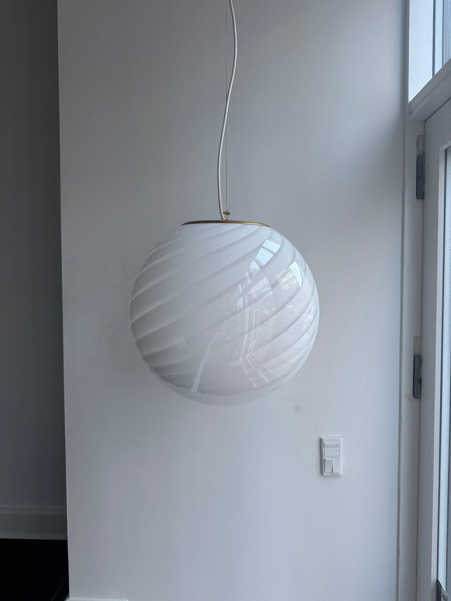 Classic white murano pendant lamp, 40 cm