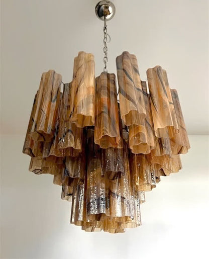 Murano lysekrone | Tuber | 36 glas | Rav alabaster
