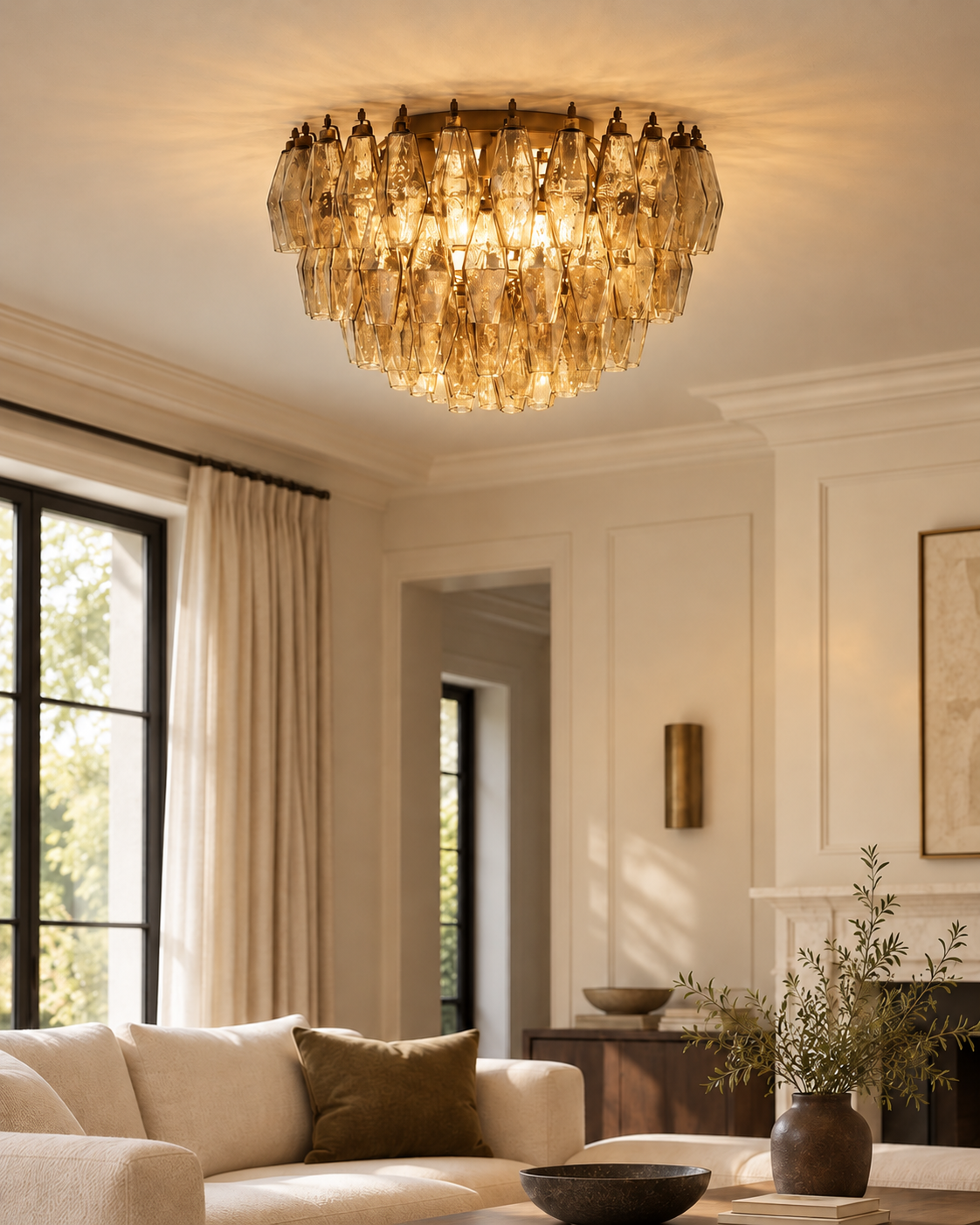 Murano chandelier | Poliedri | 84 glass | Smoked