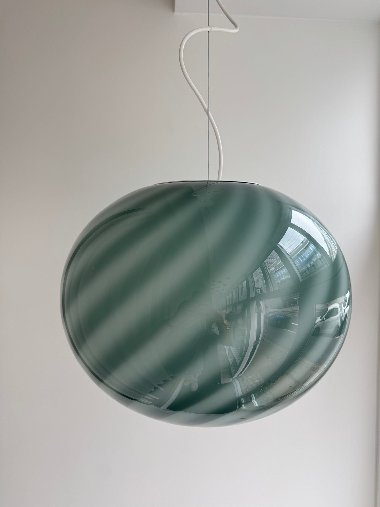 Mørkegrøn oval Murano pendel, 40 cm