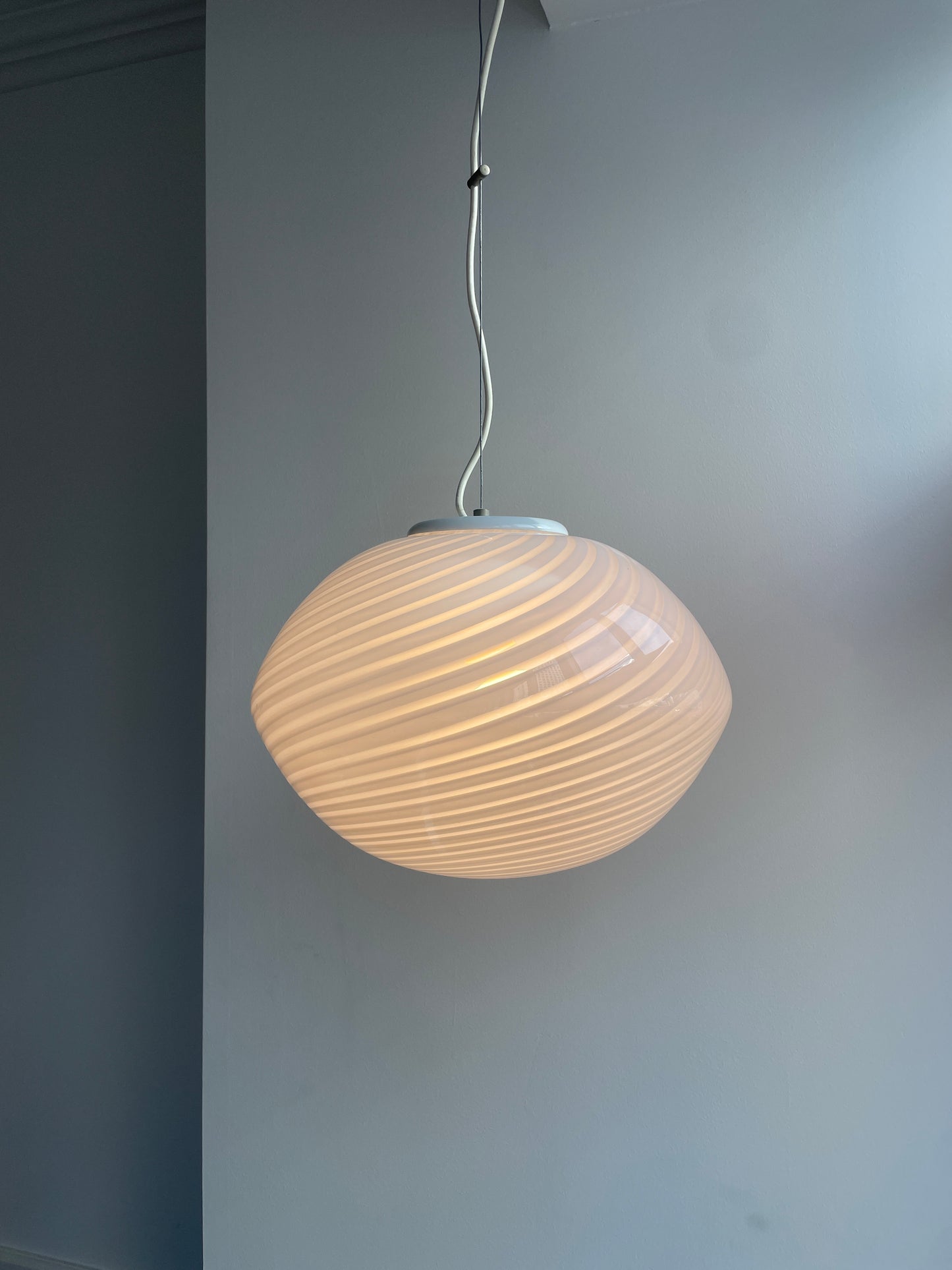 Hvid vintage Murano pendel, 40 cm