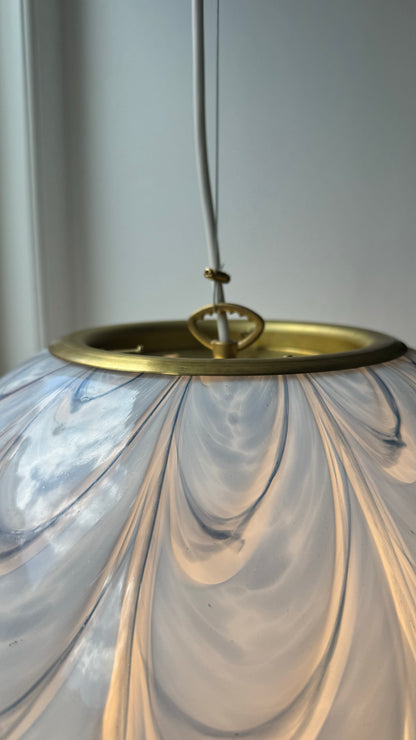 Huge light blue Murano peacock pendant, 40 cm