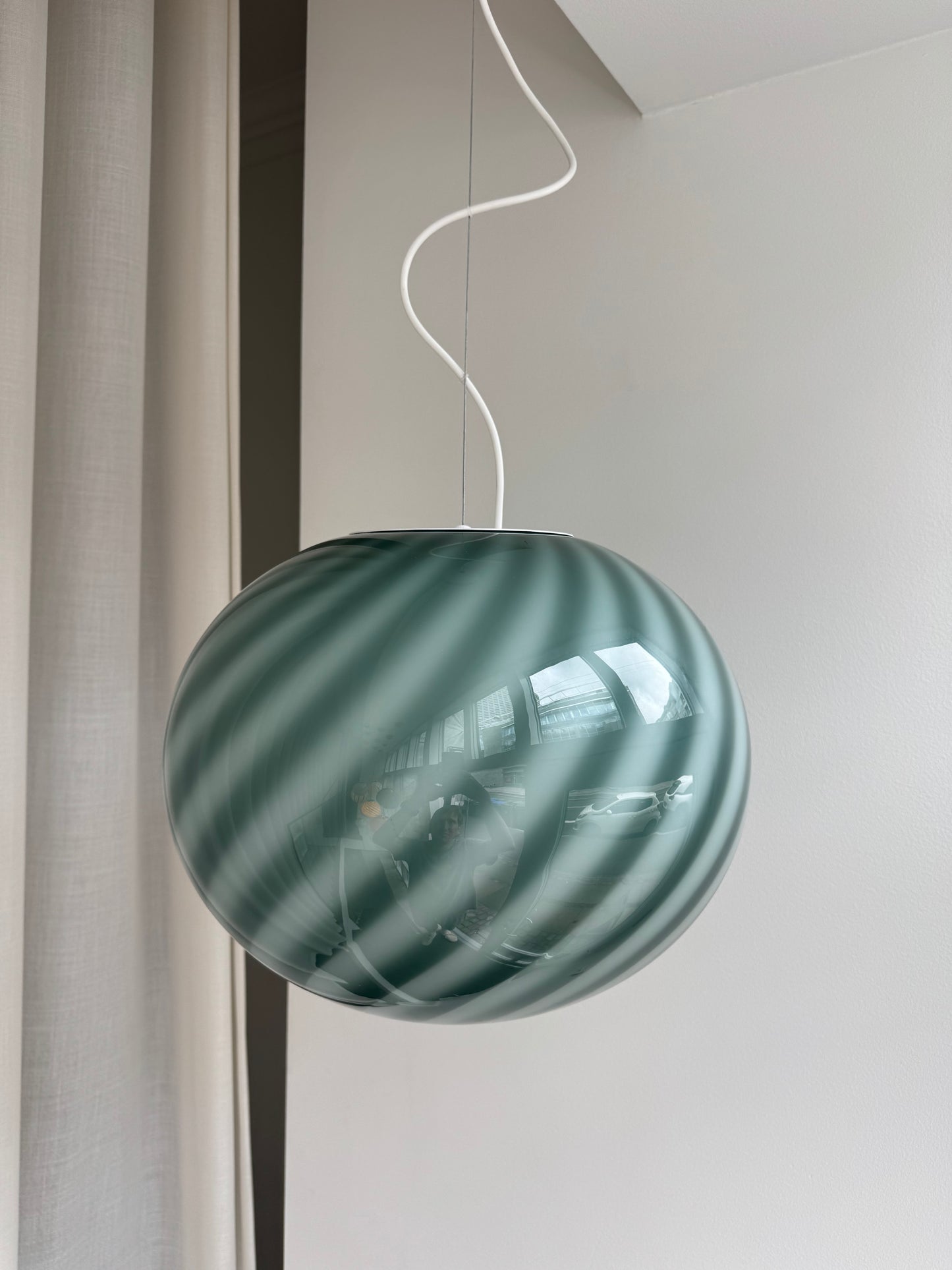 Mørkegrøn oval Murano pendel, 40 cm