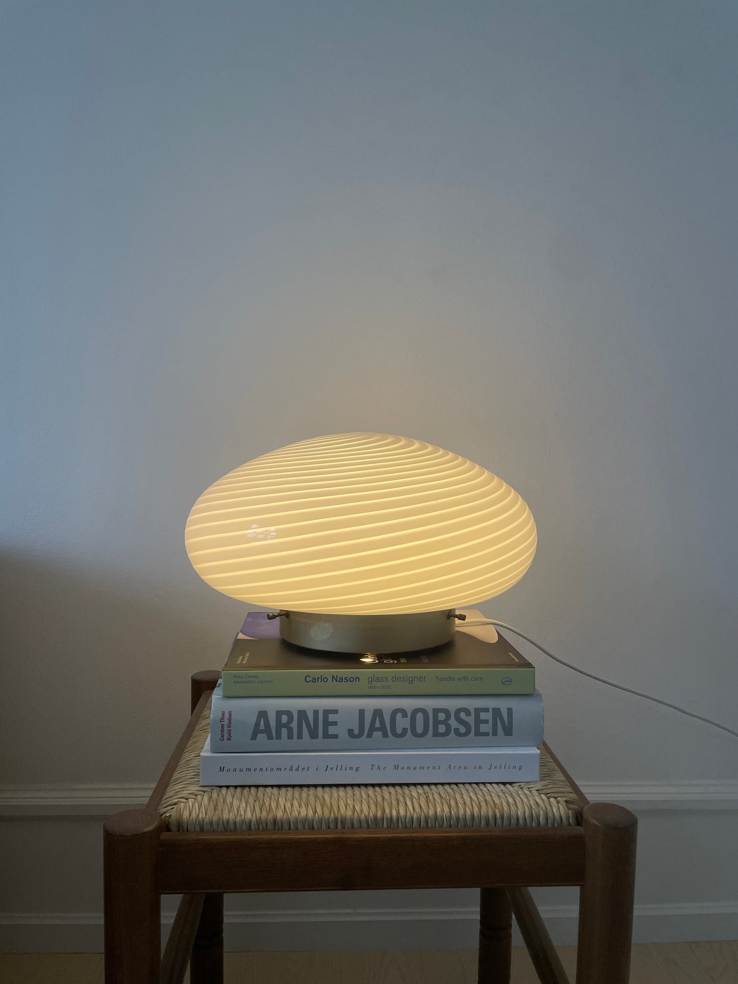 Vintage Murano plafond med hvid klassisk swirl, 38 cm