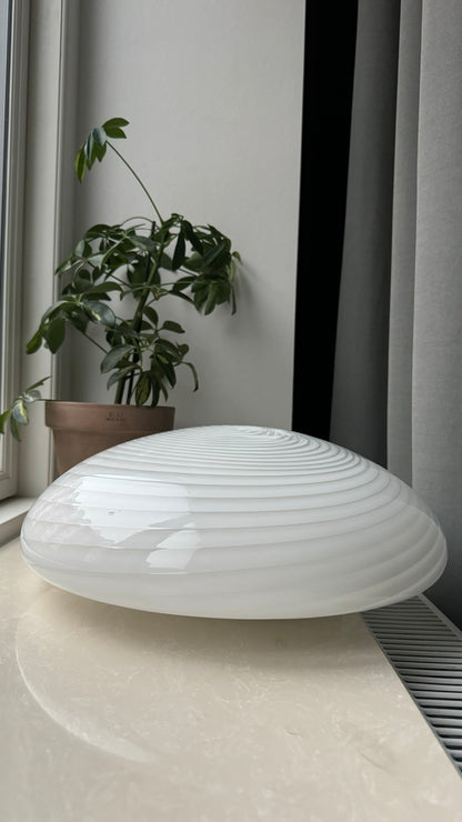 Murano ceiling lamp in classic white swirl, 38cm